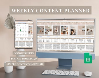 Digital Social Media Planner Excel Spreadsheet | Inhalt Kalender | Wöchentlicher Instagram Planner | Monatlicher Inhaltsplaner | Social Media Tracker