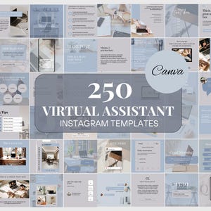 Virtual Assistant Instagram Template Blue Virtual Assistant Social Media Virtual Assistant Canva Instagram Templates Social Media Manager