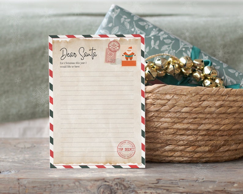 Printable Christmas Letter to Santa Printable Wish List - Etsy