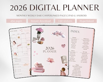 2026 Digital Planner Simple Life Planner Digital GoodNotes Planner 2026 Digital Calendar Daily Weekly Monthly Journal Aestehtic Planner