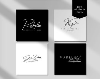 Black Editable Logo Design Template Black Canva Business Logo White Professional Logo Design Small Business Logo Marketing DIY Logo Template