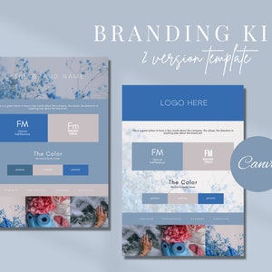Brand Kit Template | Blue Brand Board Template | Pre-made Branding Kit | Editable Business Mood Board | Brown Brand Kit | Editable Brand Kit