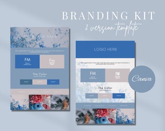 Brand Kit Template | Blue Brand Board Template | Pre-made Branding Kit | Editable Business Mood Board | Brown Brand Kit | Editable Brand Kit