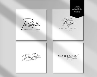 Black Editable Logo Design Template Black Canva Business Logo White Professional Logo Design Small Business Logo Marketing DIY Logo Template