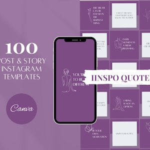 Purple Instagram Quote Templates| Editable Quote Templates| Motivational IG Quote Set| Purple Social Media Posts| Blogger Engagement Posts