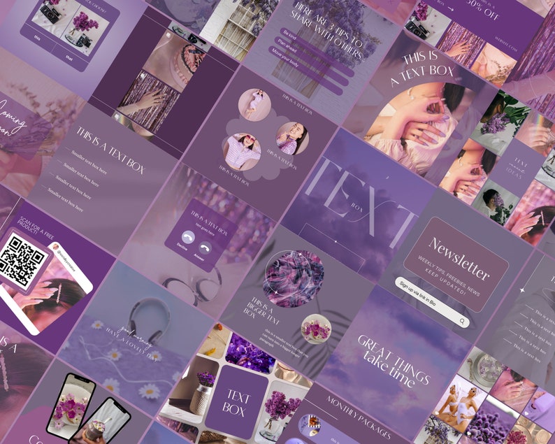 Purple Instagram Templates Purple Social Media Canva Templates Purple ...