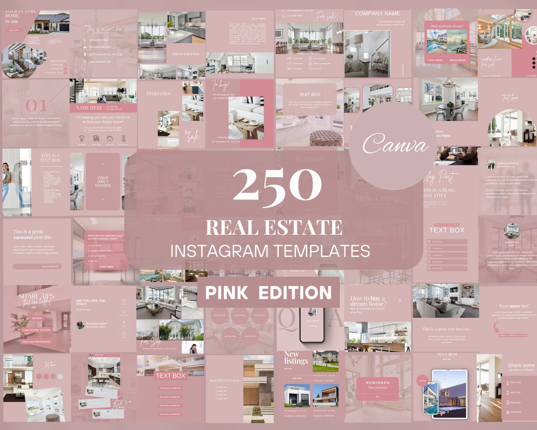 250 Real Estate Instagram Posts | Pink Realtor Social Media| Realtor ...