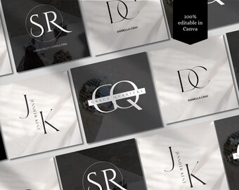 Editable 4 Logo Design Template Black Canva Business Logo Professional Logo Design Small Business Logo Marketing Black DIY Logo Template