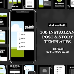 PLR Instagram Templates PLR Template Social Media Post PLR Instagram Story Editable Instagram Engagement Templates Dark Instagram Grid
