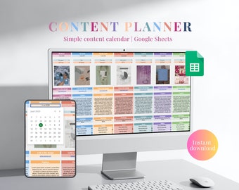 Foglio di calcolo del pianificatore di social media Calendario dei contenuti digitali di Google Pianificatore settimanale di Instagram Pianificatore mensile dei contenuti Tracker dei social media