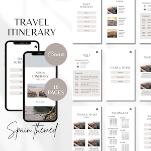 Travel Itinerary Template Editable Trip Itinerary Editable Travel Guide Spain Travel Agent Planner Digital Holiday Vacation Planner