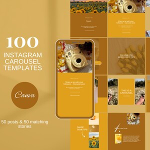 Yellow Instagram Carousel Posts| Yellow Social Media Canva Templates| Instagram Post Templates | Sunny Yellow Engagement Templates