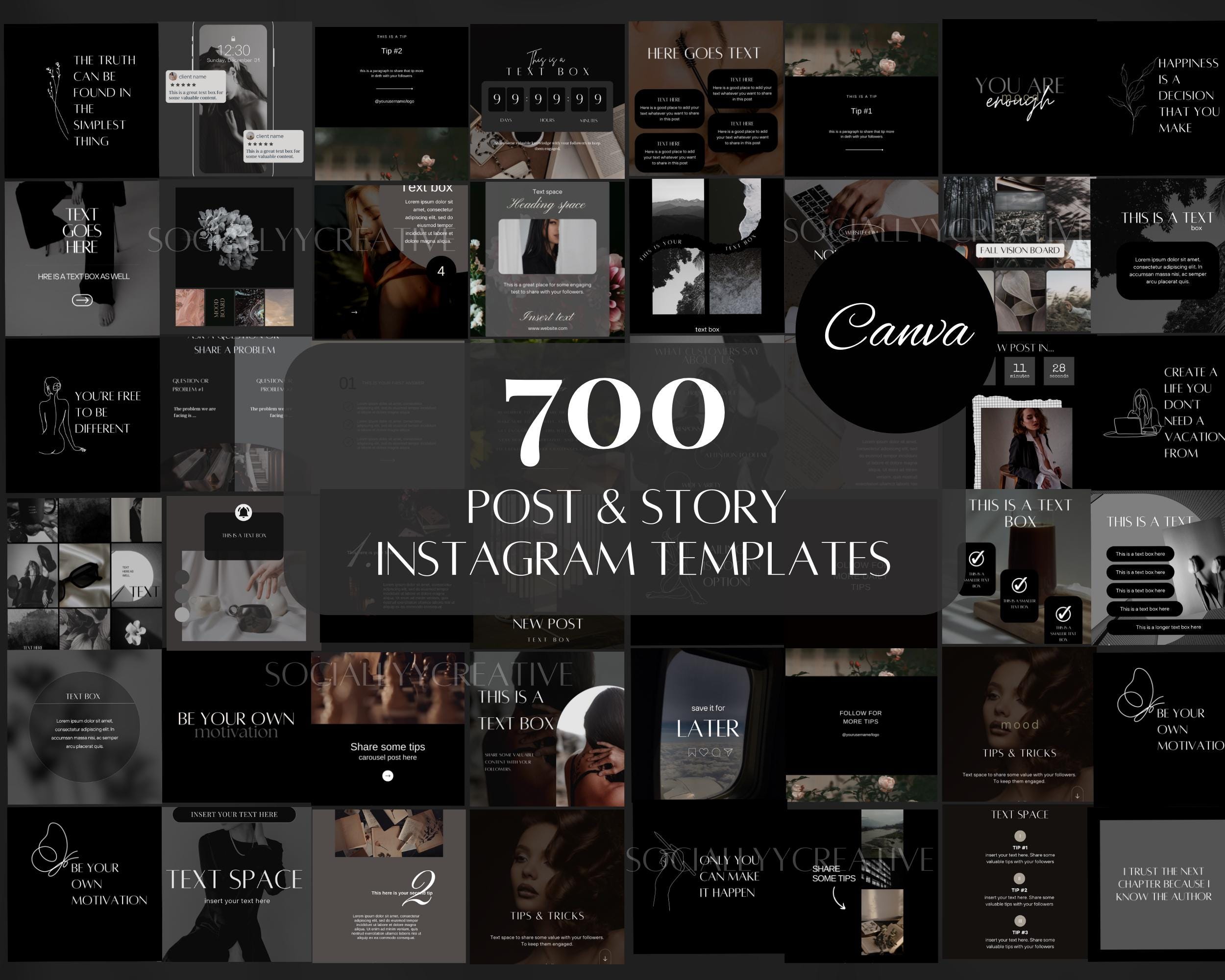 Luxury Instagram Templates Dark Social Media Engagement Templates ...