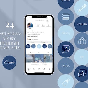 Blå Instagram-omslag med höjdpunkter | Highlight-ikoner | Minimalistiska Instagram-höjdpunkter | Girl Boss | Havsblå toner | Företagsomslag