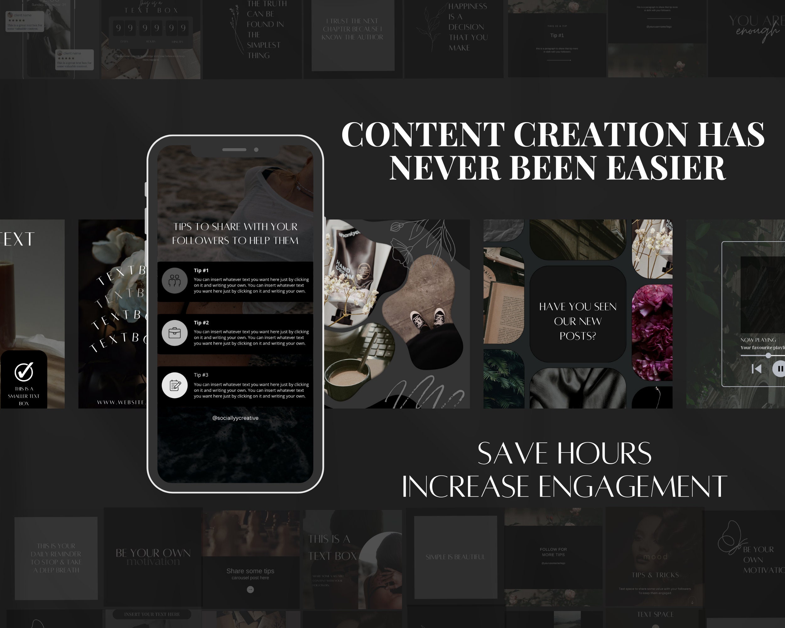 Luxury Instagram Templates Dark Social Media Engagement Templates ...