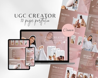 美容UGCポートフォリオテンプレート Canva UGC美容ウェブサイトテンプレート UGCメディアキット コンテンツクリエイターキット コンテンツライトポートフォリオ ソーシャルメディアキット
