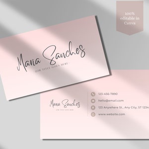 Dubbelzijdig visitekaartje| Sjabloon voor roze visitekaartjes| DIY-visitekaartje| Sjabloon voor Canva-visitekaartjes| Professioneel roze visitekaartje