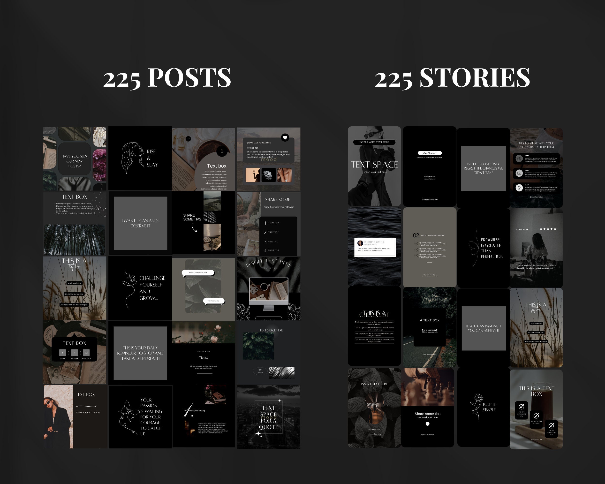 Luxury Instagram Templates a Dark Social Media Engagement Pack of 450 ...
