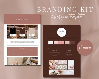 Brand Kit Template | Red Brand Board Template | Pre-made Branding Kit | Editable Business Mood Board | Brown Brand Kit | Editable Brand Kit