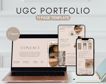 UGC Creator Portfolio Template | Content Creator Resume | Beige UGC Media Kit | Minimalist Social Media Kit Template | Canva Template