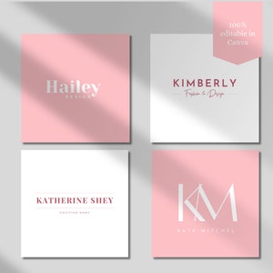 Pink Logo Design Template Editable Canva Business Logo Pink Professional Logo White Canva Logo Design Small Business Pink DIY Logo Template