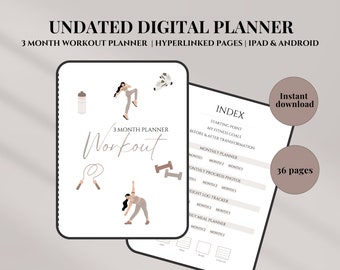 Workout Digital Planner Undated Fitness Digital Planner Monthly Gym Planner Hyperlinked Workout Planner Editable GoodNotes Fitness Planner