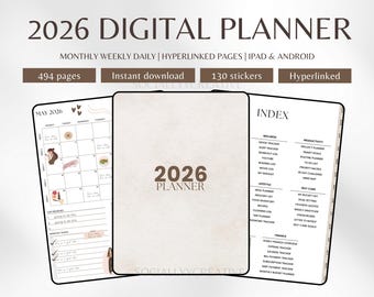 2026 Digital Planner Simple Life Planner Digital GoodNotes Planner 2026 Digital Calendar Daily Weekly Monthly Journal Aestehtic Planner