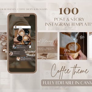 Coffee Instagram Post Template Cafe Social Media Bakery Instagram Coffee Shop Bakery Marketing Template IG Aesthetic Coffee Shop Template