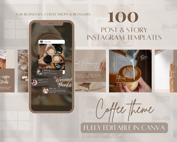 Coffee Instagram Post Template Cafe Social Media Pumpkin Spice Latte Instagram Coffee Shop Marketing Template Aesthetic Coffee Shop Template