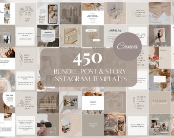 450 Beige Instagram Templates | Beige Social Media Canva Templates| Instagram Carousel Post Templates | Beige Quote Engagement Templates
