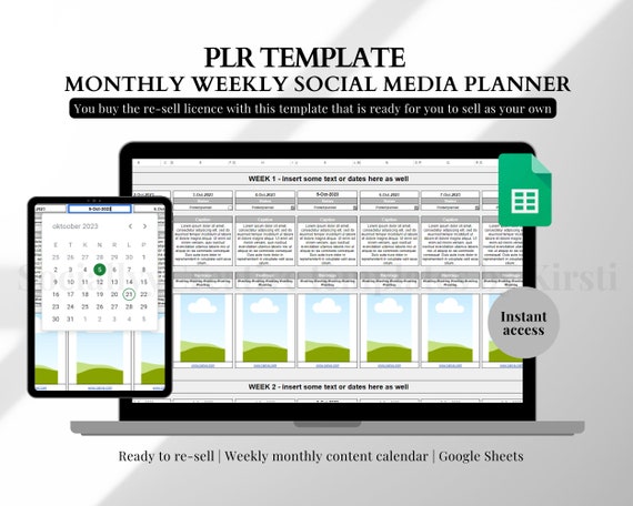 Resell Digital Products PLR Planner Social Media PLR Template Passive Income Template PLR Google Sheet Content Planner Template Instagram