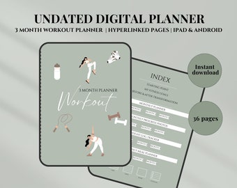 Undated Digital Workout Planner| Digital Monthly Fitness Planner| Hyperlinked iPad Planner| GoodNotes Planner| Digital Tablet Planner