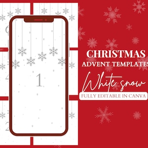 Calendario de Adviento de redes sociales navideñas Publicación de Instagram Calendario navideño editable Plantilla de marca de cuenta regresiva navideña Historia de Instagram de invierno