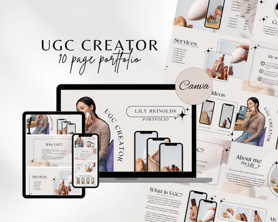 Minimalist UGC Portfolio Template Canva UGC Website Template UGC Media Kit Content Creator Kit Content Light Portfolio Social Media Kit