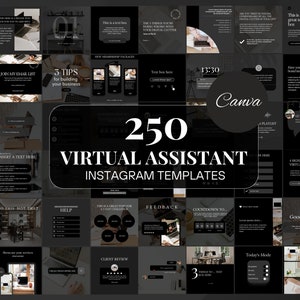 Virtual Assistant Instagram Post Virtual Assistant Social Media VI Black Instagram Post Marketing Dark Social Media Manager Templates
