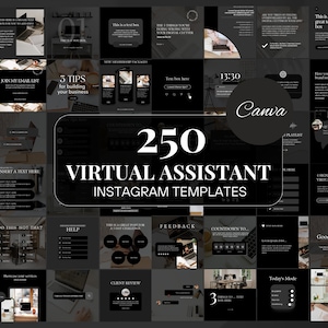 Virtual Assistant Instagram Post Virtual Assistant Social Media VI Black Instagram Post Marketing Dark Social Media Manager Templates