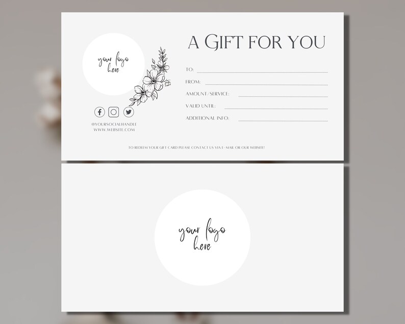 Editable Gift Certificate Template Small Business Supplies - Etsy