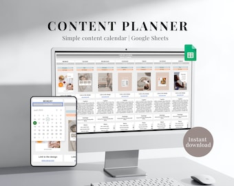 Social Media Planner Excel Spreadsheet| Digital Content Calendar| Weekly Instagram Planner| Monthly Content Planner| Social Media Tracker
