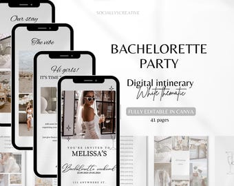 41 Page Bachelorette Weekend Planner Editable Weekend Itinerary Bachelorette Itinerary Bachelorette Party Invite Editable Itinerary Canva