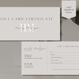Modèle de carte-cadeau Modèle de chèque-cadeau d'entreprise beige Modèle de carte-cadeau modifiable beige Bon-cadeau modifiable Carte-cadeau imprimable