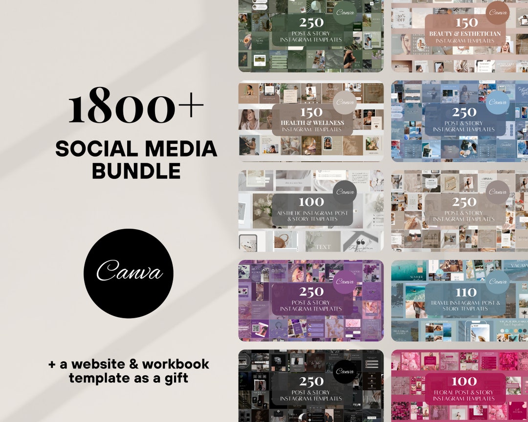 Marketing Instagram Templates Bundle Social Media Growth Canva ...