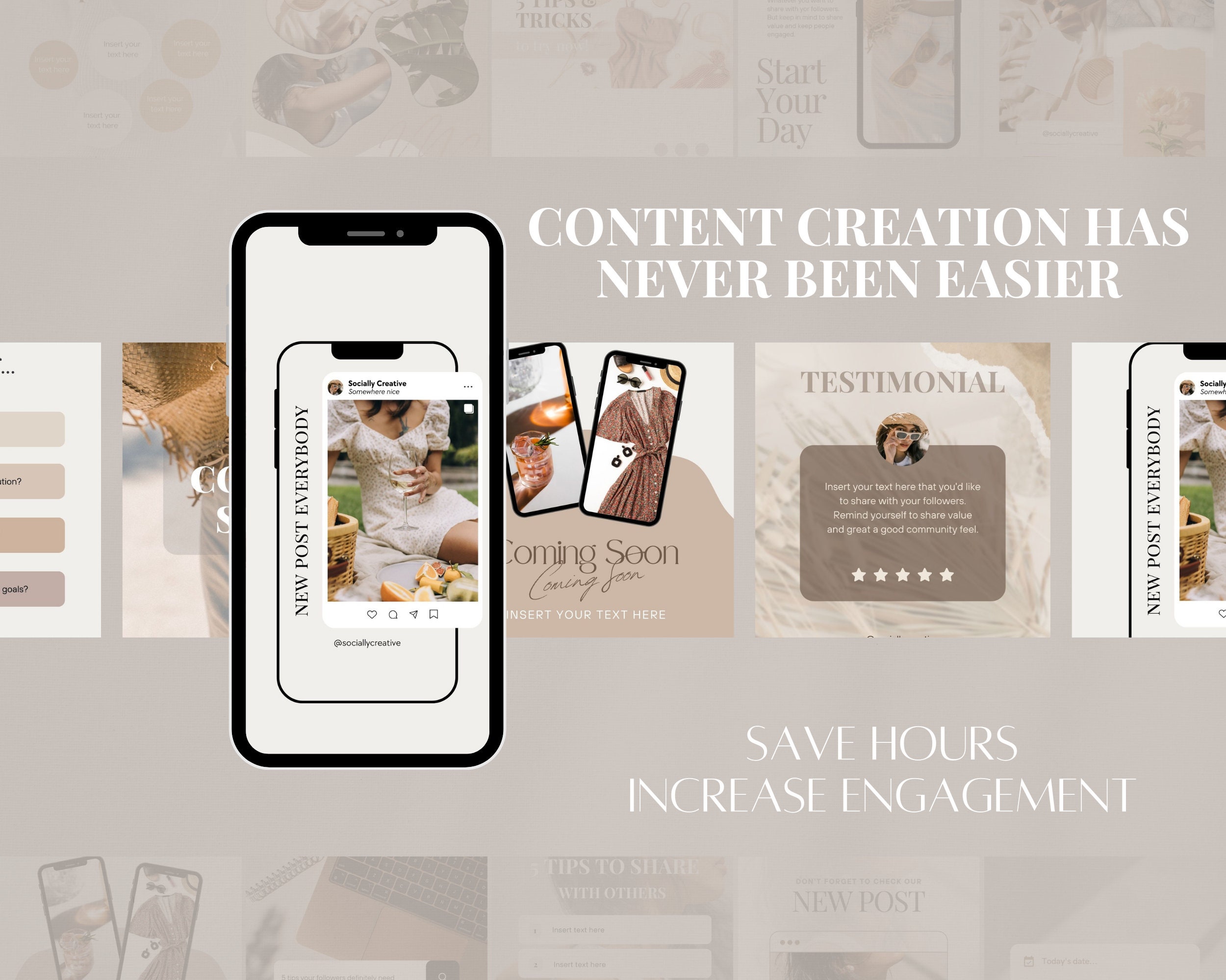 Beige Instagram Template | Beige Social Media Templates| Brown Canva IG ...
