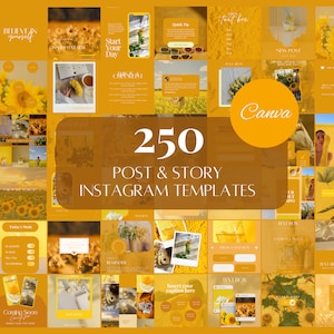 Yellow Instagram Templates Yellow Social Media Canva Templates Instagram Post Yellow Templates Floral IG Engagement Templates Yellow IG