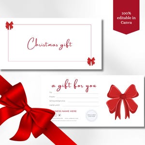 Weihnachtsgeschenkkarte Vorlage DIY Weihnachtsgeschenkgutschein Bearbeitbar Urlaub Geschenkkarte Vorlage Bearbeitbar Geschenkgutschein Weihnachten Druckbare Geschenkkarte