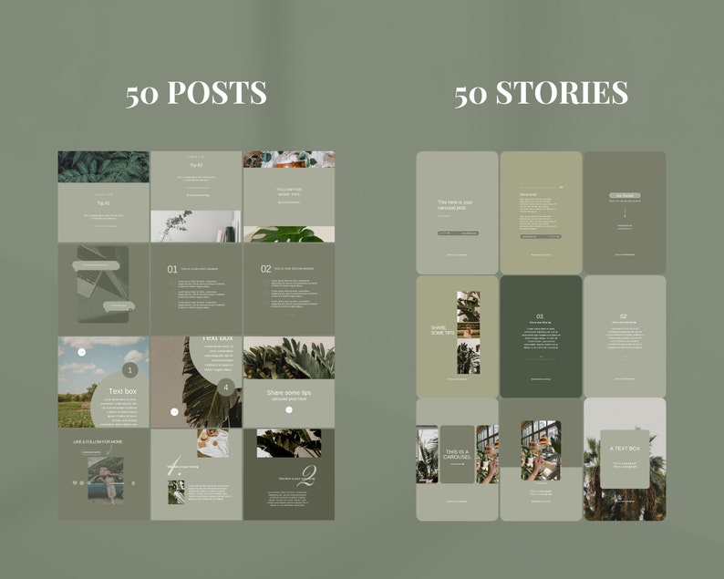 Green Instagram Carousel Templates Tropical Social Media Canva ...