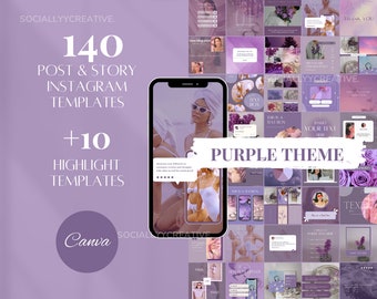 Purple Instagram Templates Lilac Social Media Canva Templates Purple Instagram Post Lilac IG Story Templates Girly Social Media Purple