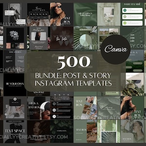 Instagram Growth Template Bundle Social Media Green Instagram Post Bundle Social Media Canva Templates Luxury Instagram Story Template