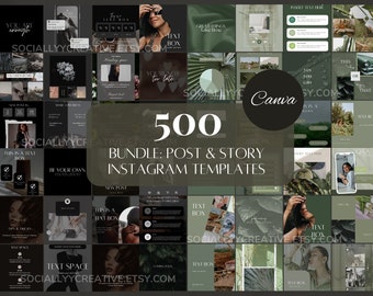 Instagram Growth Template Bundle Social Media Green Instagram Post Bundle Social Media Canva Templates Luxury Instagram Story Template