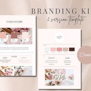 Plantilla de kit de marca / Plantilla de tablero de marca rosa / Kit de marca prefabricado / Tablero de humor empresarial editable / Kit de marca marrón / Kit de marca editable