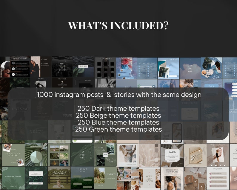 1000 Aesthetic Instagram Template Bundle, Dark Social Media, Instagram ...